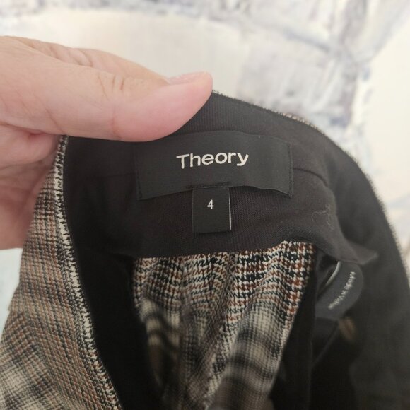 NWT Theory Kick Pants Optical Plaid Size 4 Virgin Wool Blend $345 - Picture 5 of 12